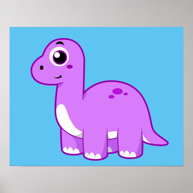 Cute Illustration Of A Brontosaurus Dinosaur. Poster (Front)