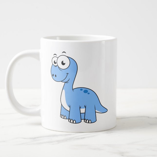 Cute Illustration Of A Brontosaurus. Large Coffee Mug (Left)