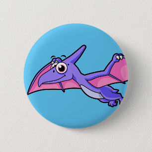 Cute Illustration Of A Flying Pterodactyl. 6 Cm Round Badge