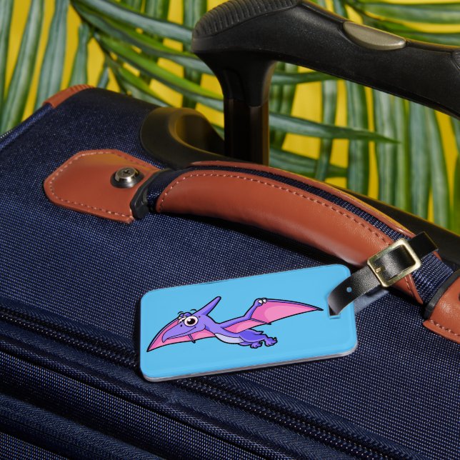 Cute Illustration Of A Flying Pterodactyl. Luggage Tag (Front Insitu 3)