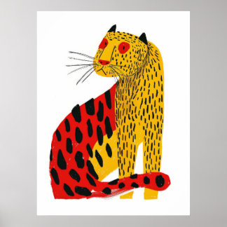 Cute Illustration of a Jaguar in AR 34 Style Poste Poster