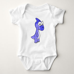 Cute Illustration Of A Parasaurolophus Dinosaur. 2 Baby Bodysuit