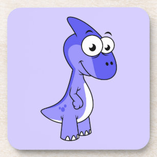 Cute Illustration Of A Parasaurolophus Dinosaur. 2 Coaster
