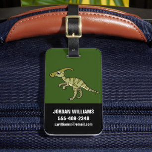 Cute Illustration Of A Parasaurolophus Dinosaur. 3 Luggage Tag