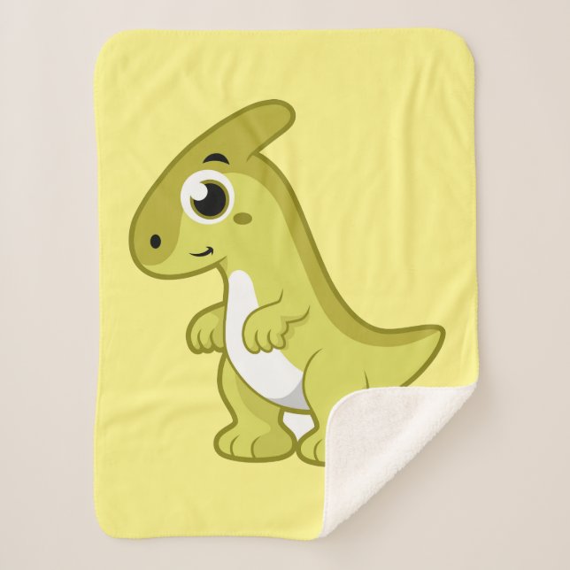 Cute Illustration Of A Parasaurolophus Dinosaur. Sherpa Blanket (Front)