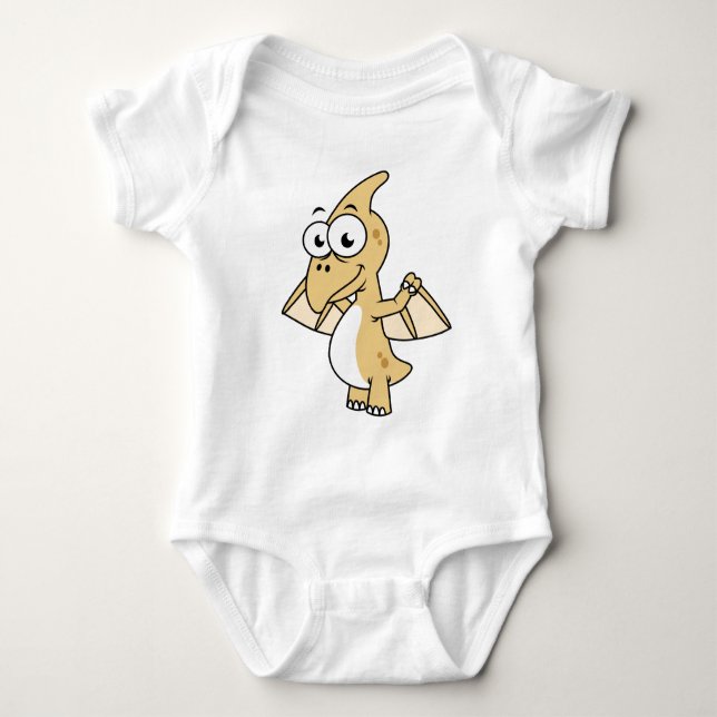 Cute Illustration Of A Pterodactyl. 2 Baby Bodysuit (Front)