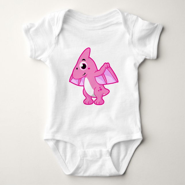 Cute Illustration Of A Pterodactyl. Baby Bodysuit (Front)