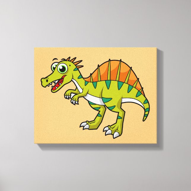 Cute Illustration Of A Smiling Spinosaurus. Canvas Print (Front)