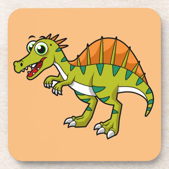Cute Illustration Of A Smiling Spinosaurus. Coaster (Front)