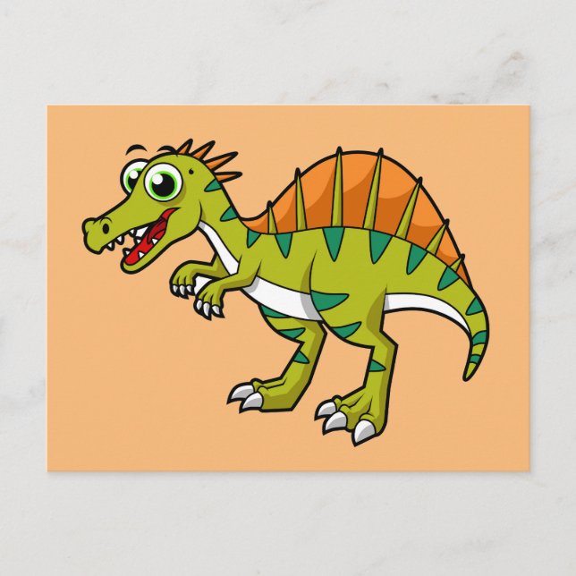 Cute Illustration Of A Smiling Spinosaurus. Postcard (Front)