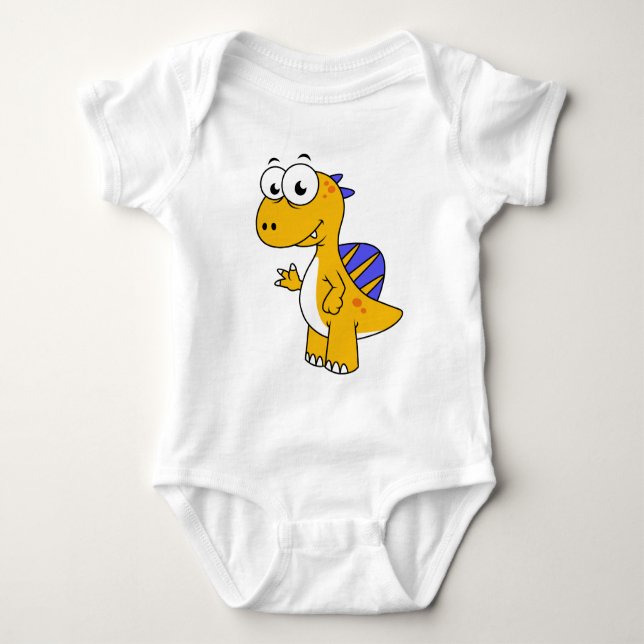 Cute Illustration Of A Spinosaurus. 2 Baby Bodysuit (Front)