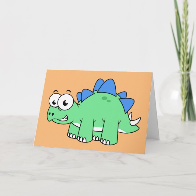 Cute Illustration Of A Stegosaurus. 2 Card (Front)