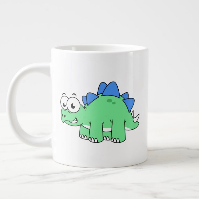 Cute Illustration Of A Stegosaurus. 2 Large Coffee Mug (Left)
