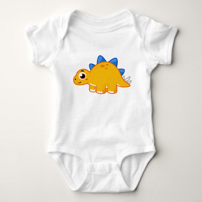Cute Illustration Of A Stegosaurus. Baby Bodysuit (Front)