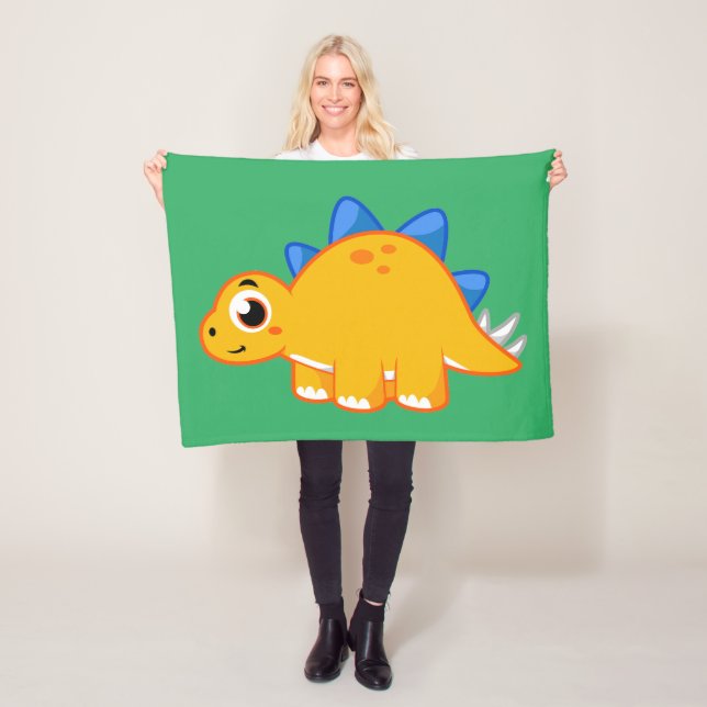 Cute Illustration Of A Stegosaurus. Fleece Blanket (In Situ)