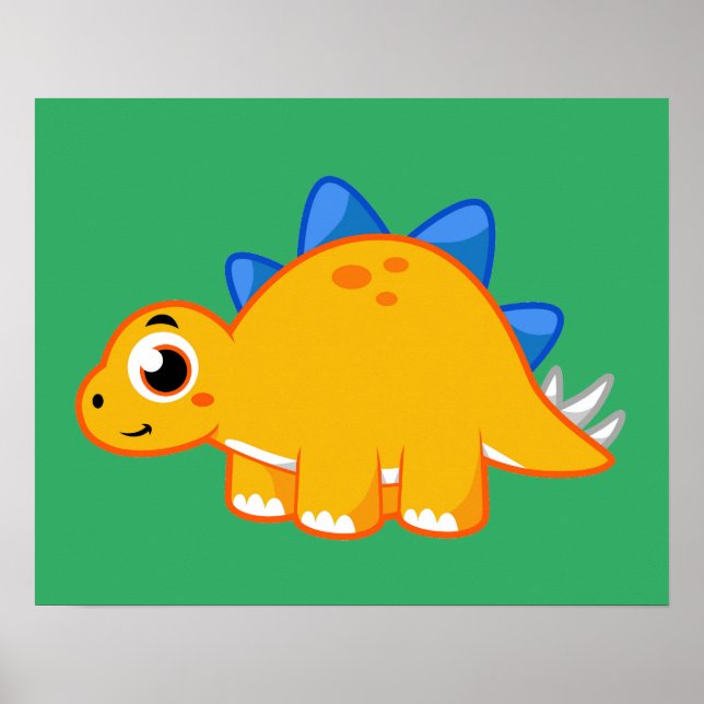 Cute Illustration Of A Stegosaurus. Poster (Front)