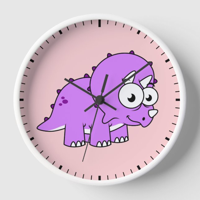 Cute Illustration Of A Triceratops. Clock (Front)