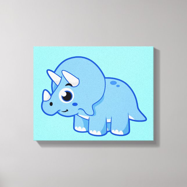Cute Illustration Of A Triceratops Dinosaur. Canvas Print (Front)