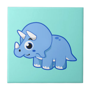 Cute Illustration Of A Triceratops Dinosaur. Tile