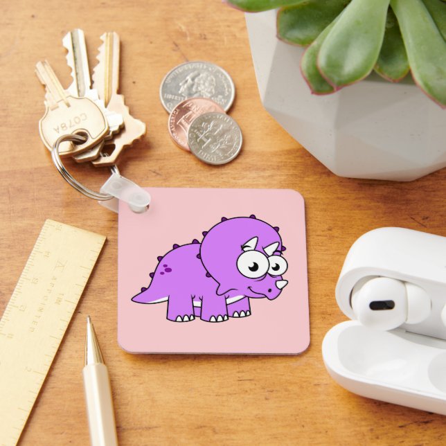 Cute Illustration Of A Triceratops. Key Ring (Desk)