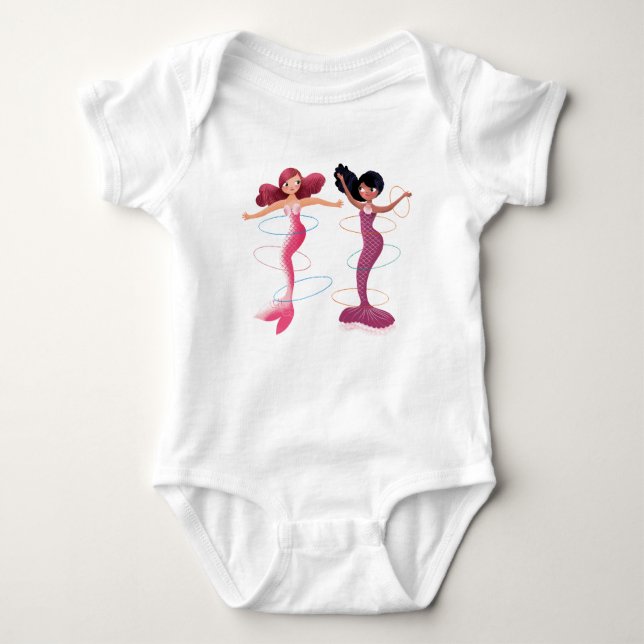 Cute illustration of mermaids' day on the Beach Baby Bodysuit (Front)