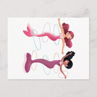 Cute illustration of mermaids' day on the Beach Postcard