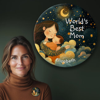 Cute Illustration of Mother & Child | Mother's Day 7.5 Cm Round Badge