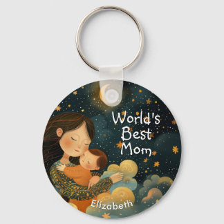 Cute Illustration of Mother & Child | Mother's Day Key Ring
