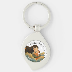 Cute Illustration of Mother & Child   Mother's Day Key Ring