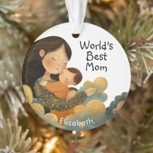Cute Illustration of Mother & Child Mother's Day Ornament