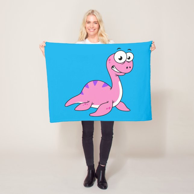 Cute Illustration Of The Loch Ness Monster. Fleece Blanket (In Situ)
