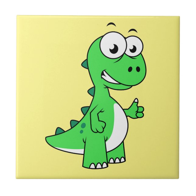 Cute Illustration Of Tyrannosaurus Rex. 2 Tile (Front)
