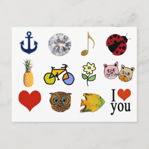 cute illustrations postcard