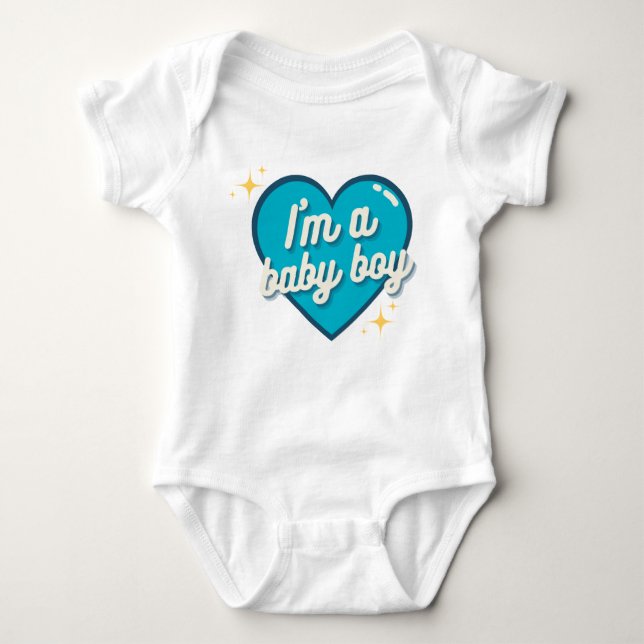 Cute I'm A Baby Boy Surprise Gender Baby Bodysuit (Front)