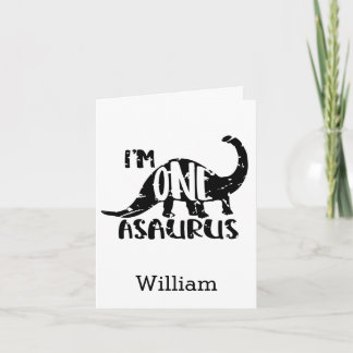Cute I'm One Asaurus Dinosaur 1st Birthday Card