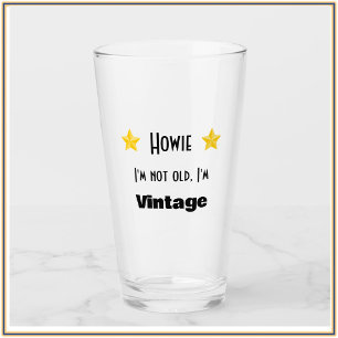 Cute I'm Vintage with Gold Stars Glass