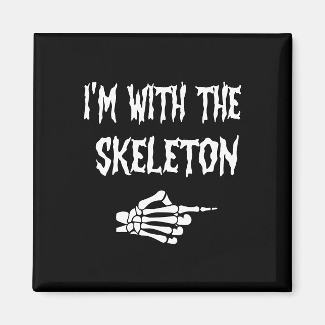 Cute I'm With Skeleton Halloween Couples Matching  Magnet (Front)