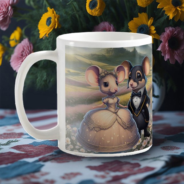 Cute image of a mice couple in festive outfits coffee mug (Creator Uploaded)