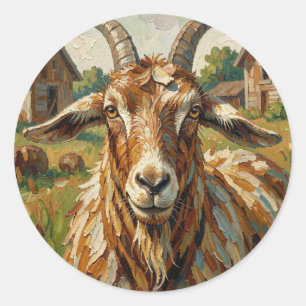 Cute Impastos Farm Animal Goat   Classic Round Sticker
