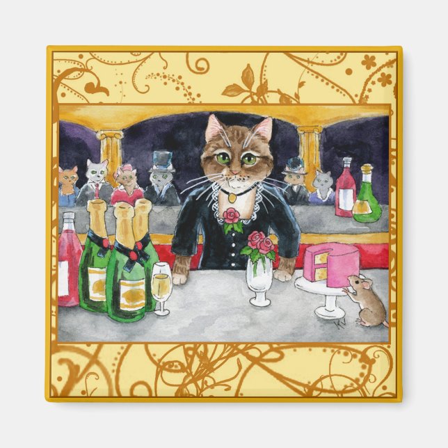 Cute impressionist cat, mouse, Manet, Paris Magnet (Front)