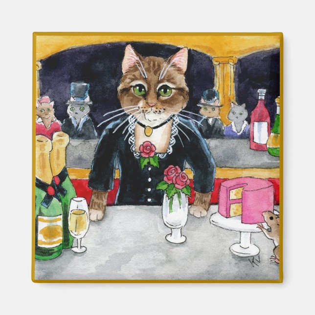 Cute impressionist cat, mouse, Manet, Paris Magnet (Front)