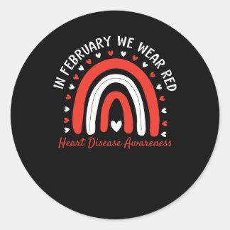 Cute In February We Wear Red Fighter Heart Disease Classic Round Sticker