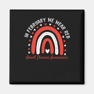 Cute In February We Wear Red Fighter Heart Disease Magnet