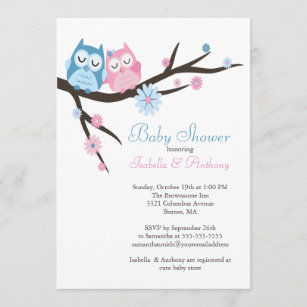 Cute in love Owl Couple Baby Shower Invitation