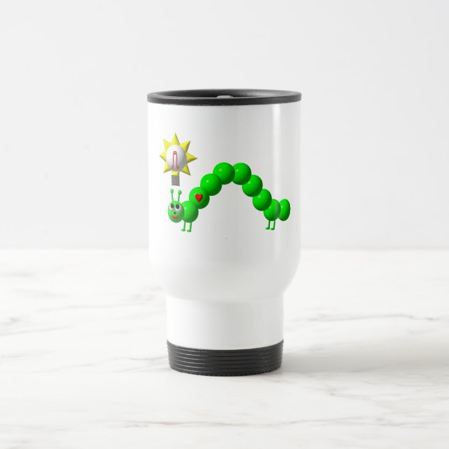 Cute Inchworm with an idea Travel Mug (Center)