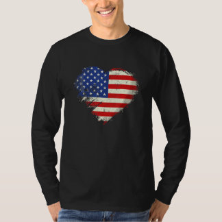 Cute Independence Free Day July 4th American Flag  T-Shirt