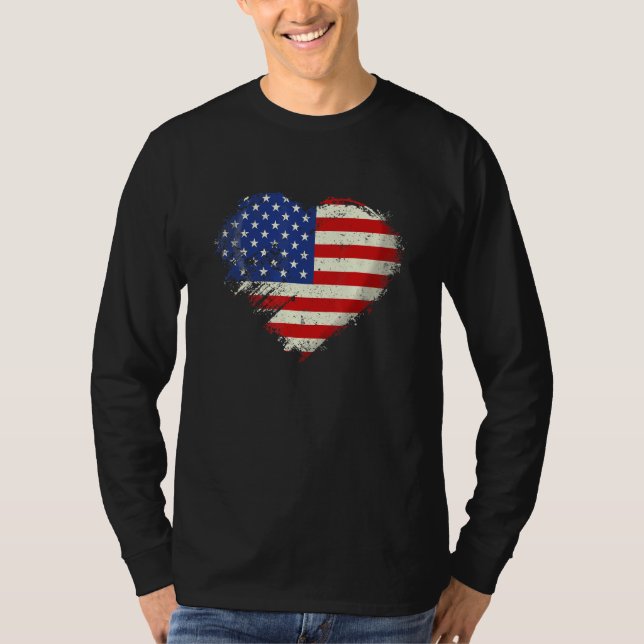 Cute Independence Free Day July 4th American Flag  T-Shirt (Front)