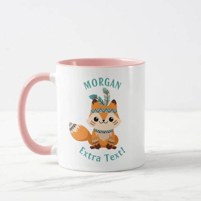 Cute Indian Fox, Personalise Name & Message Mug (Left)