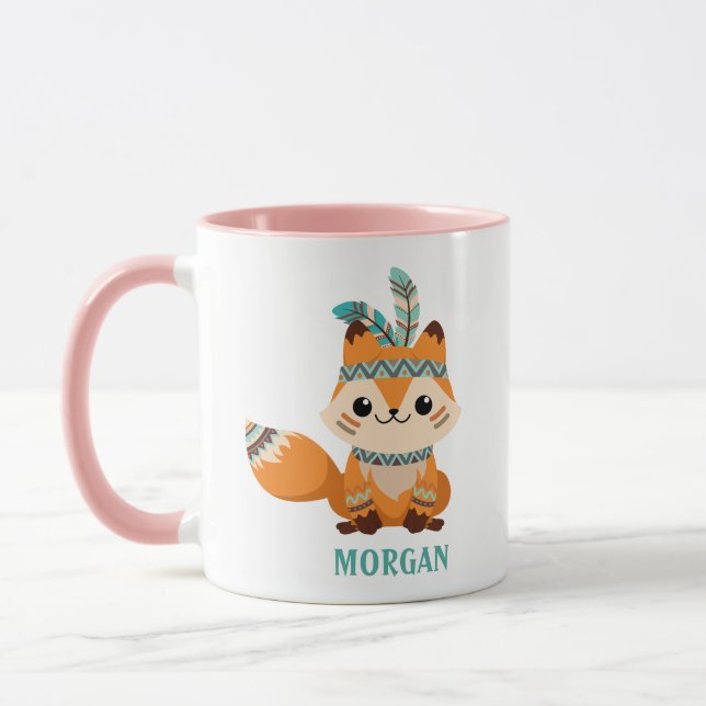 Cute Indian Fox, Personalise Name, Vs 2 Mug (Left)