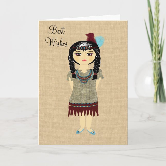 Cute Indian Girl Blank Greeting Card (Front)